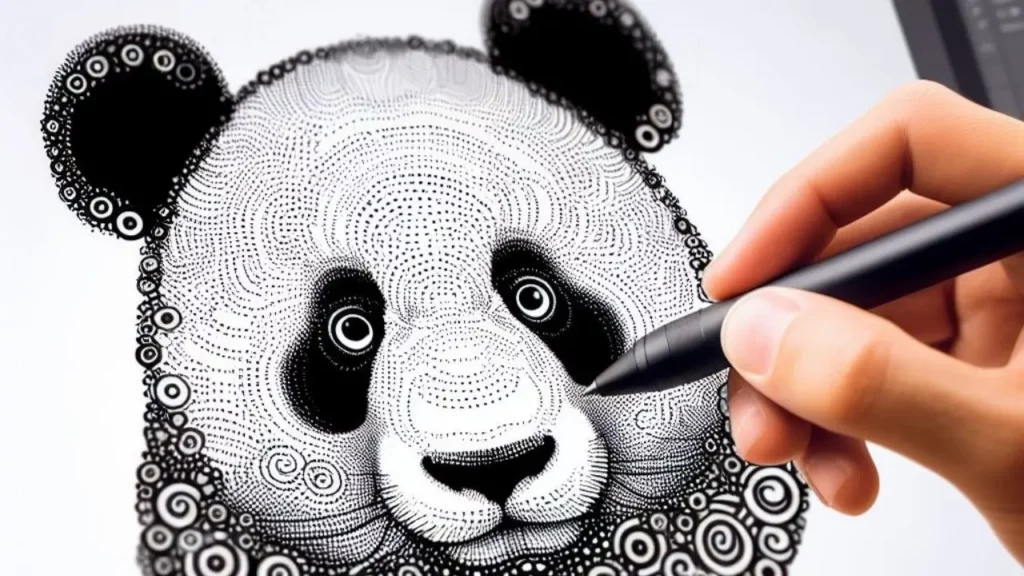 disegnare un panda utilizzando cerchi e linee